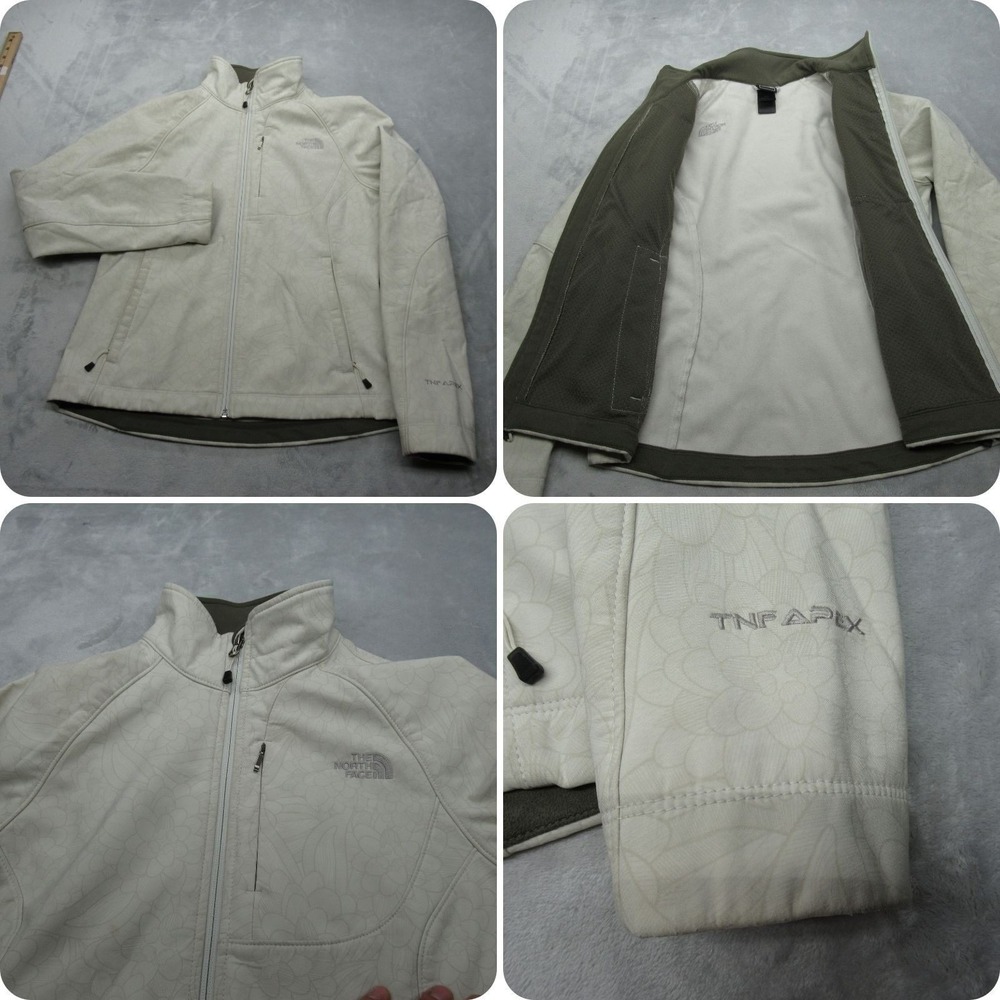 North Face Apex Jacket Womens Medium Cream Softshell Bionic Water Resistant Hike